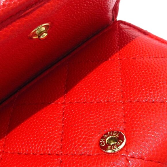 CHANEL Matelasse Red Calfskin Trifold Wallet Gold hardware 740-082025 - Picture 8 of 12